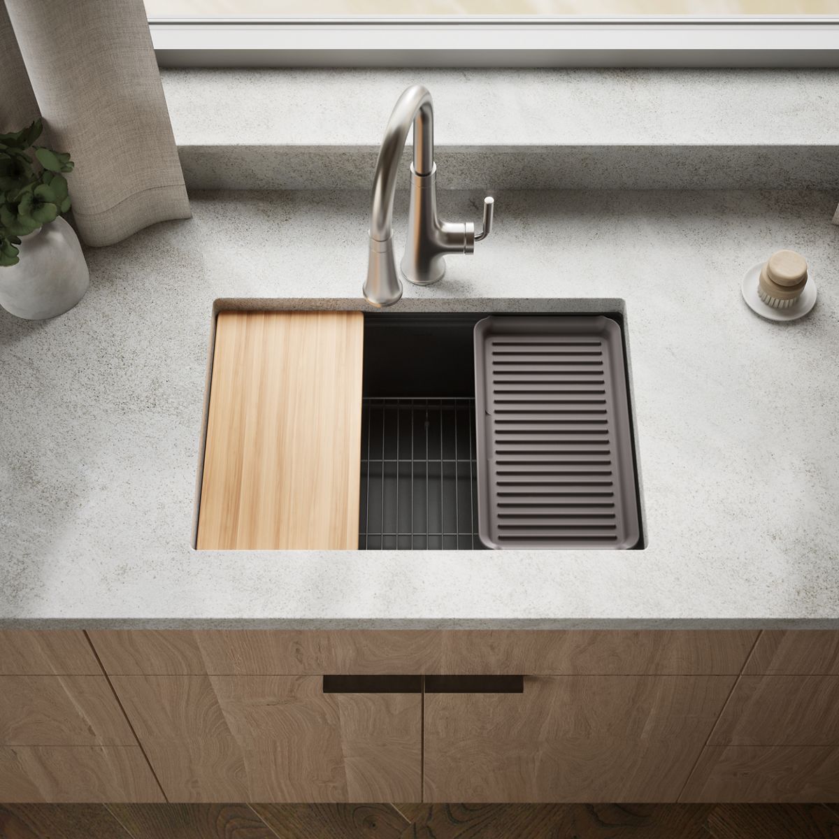 Billings® 26-1/2" undermount single-bowl workstation kitchen sink