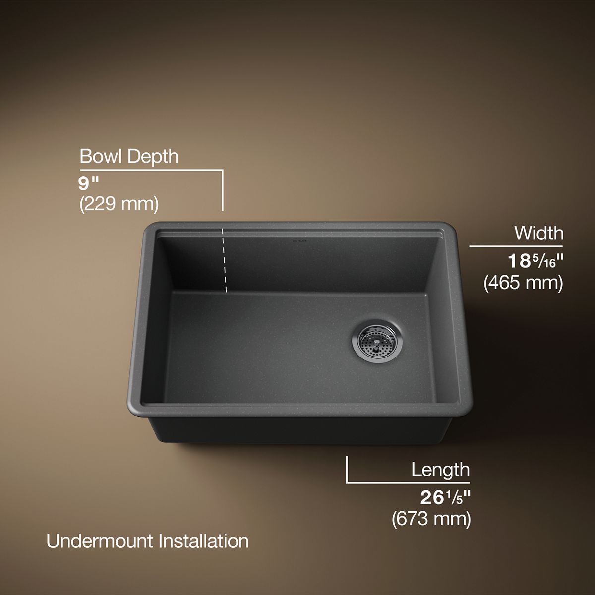 Billings® 26-1/2" undermount single-bowl workstation kitchen sink