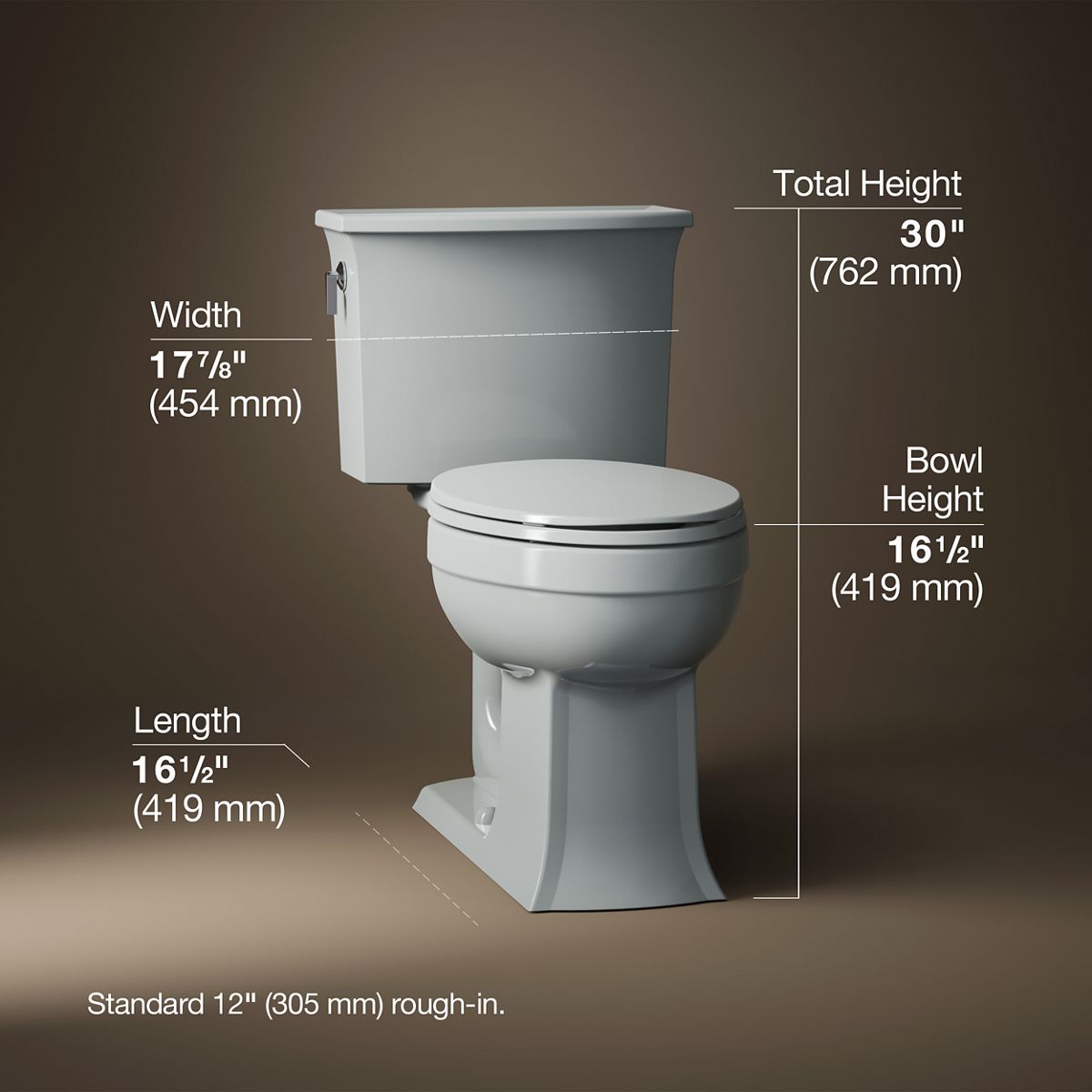 Archer® Two-piece elongated toilet, 1.28 gpf