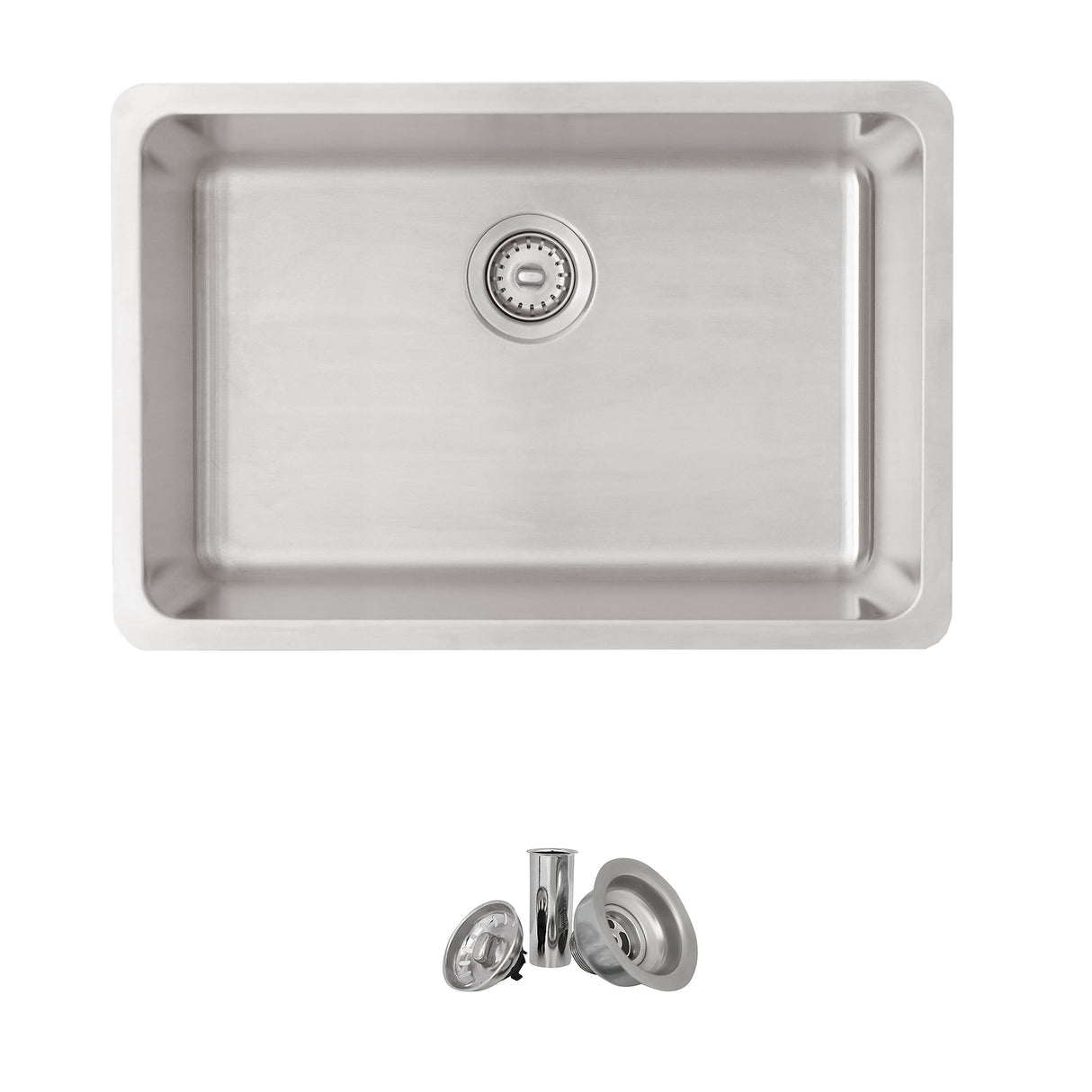 27 in Dual Mount Single Bowl Kitchen Sink, 18 Gauge Stainless Steel with Standard Strainer, by Stylish® S-406T Olite