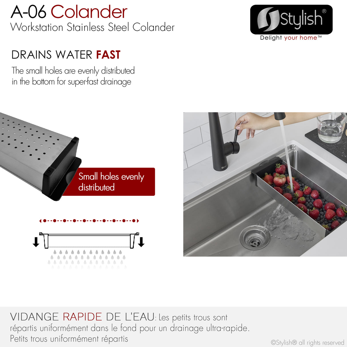 STYLISH Stainless Steel Workstation Colander