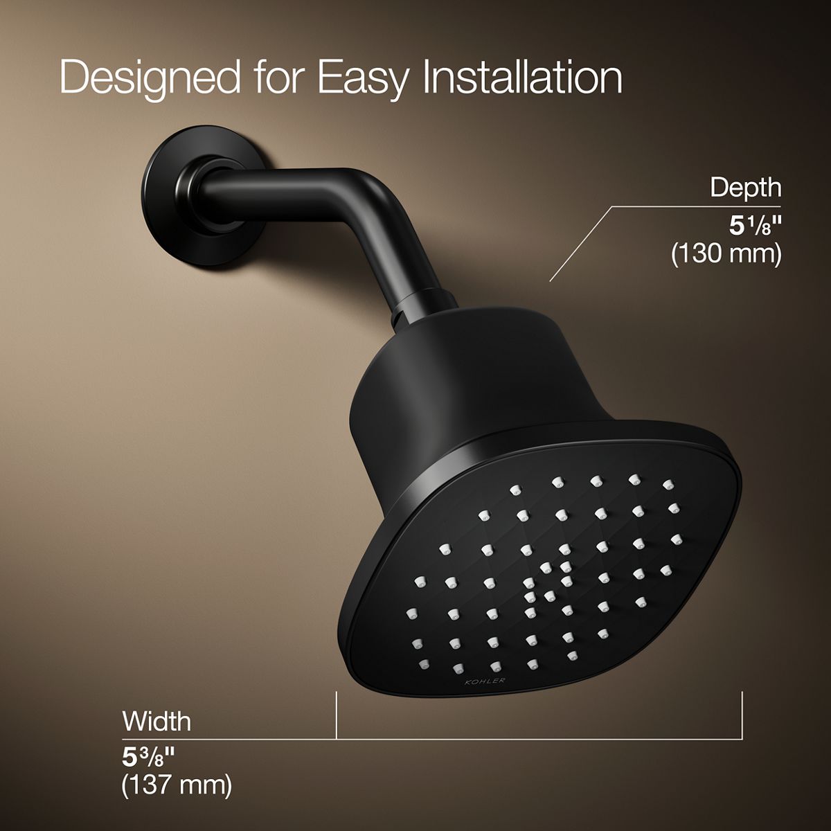 Cinq® Square single-function filtered showerhead, 2.5 gpm