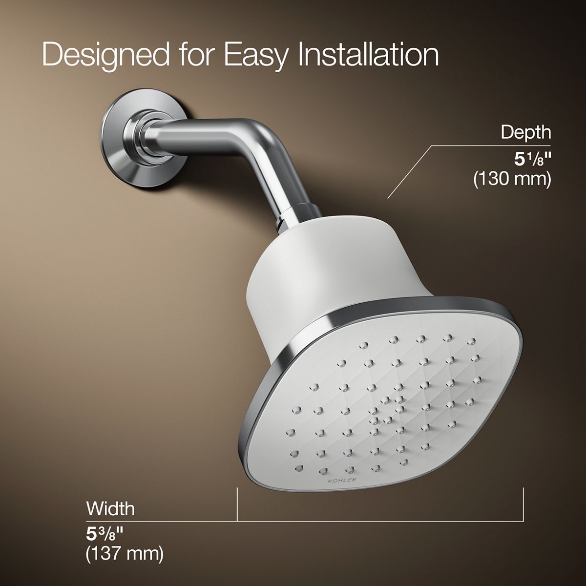 Cinq® Square single-function filtered showerhead, 2.5 gpm