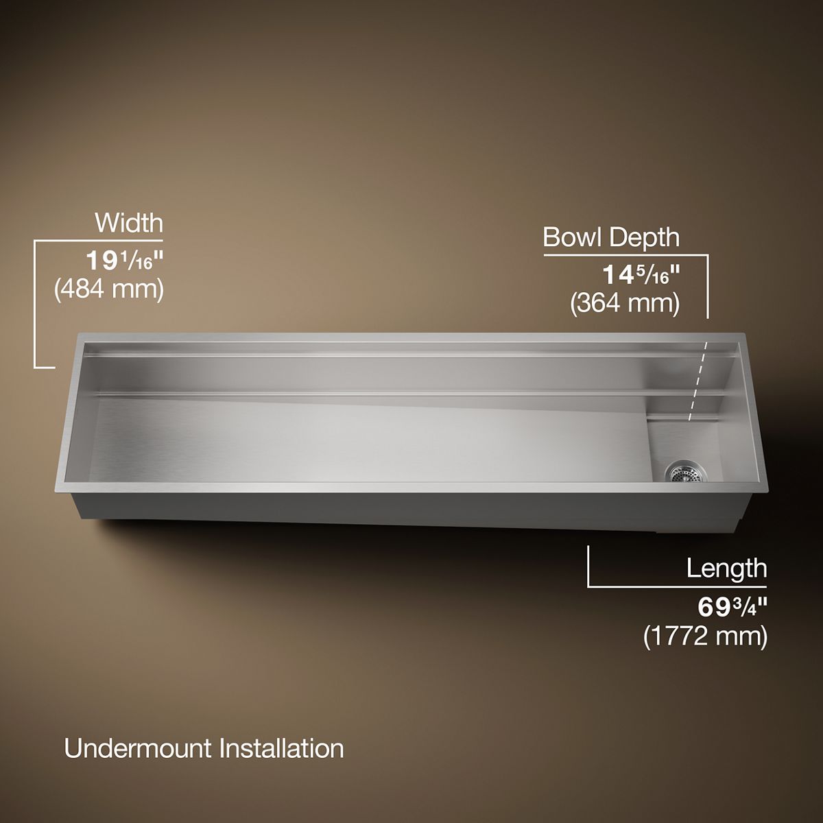 Synthos™ 69-3/4" undermount single-bowl kitchen sink