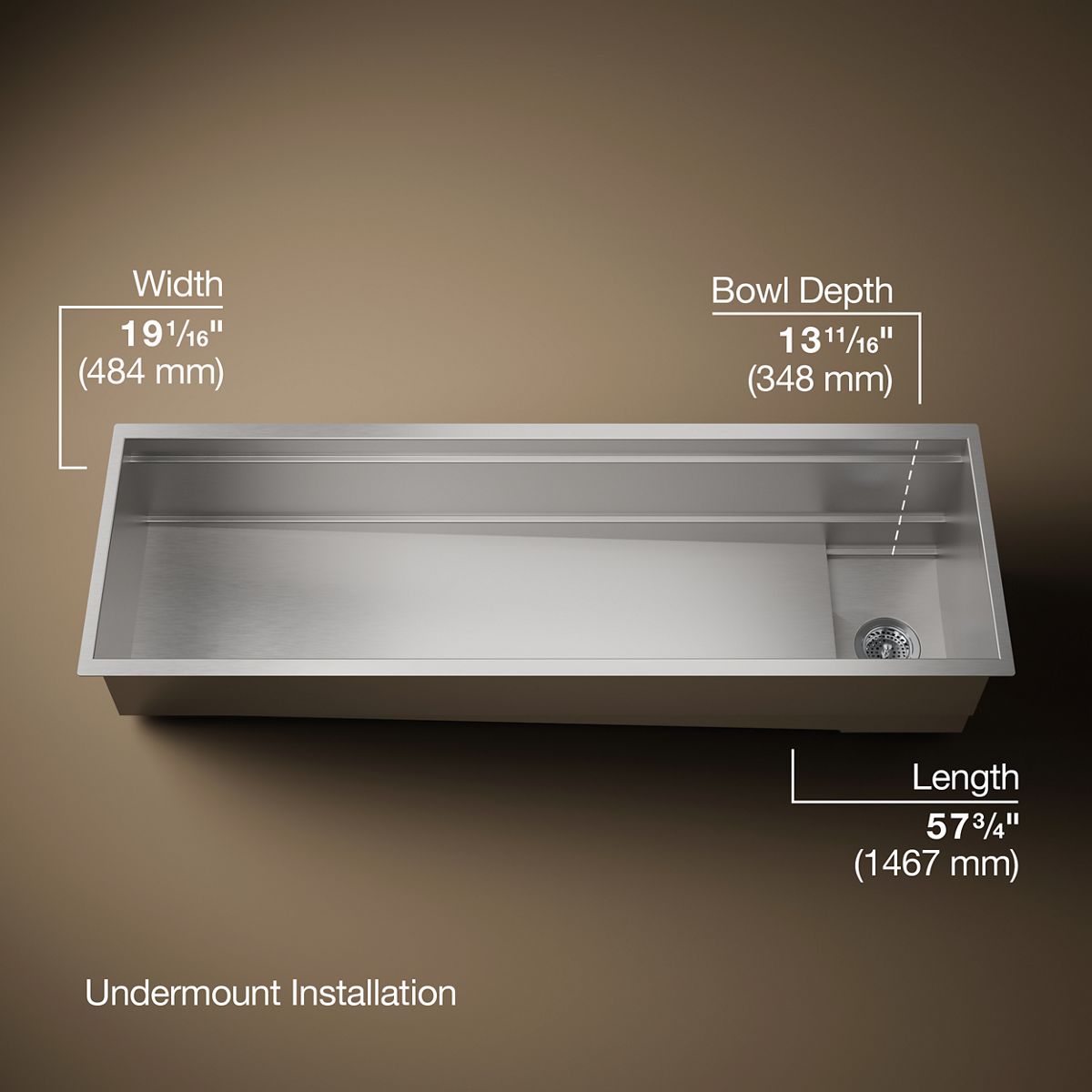 Synthos™ 57-3/4" undermount single-bowl kitchen sink