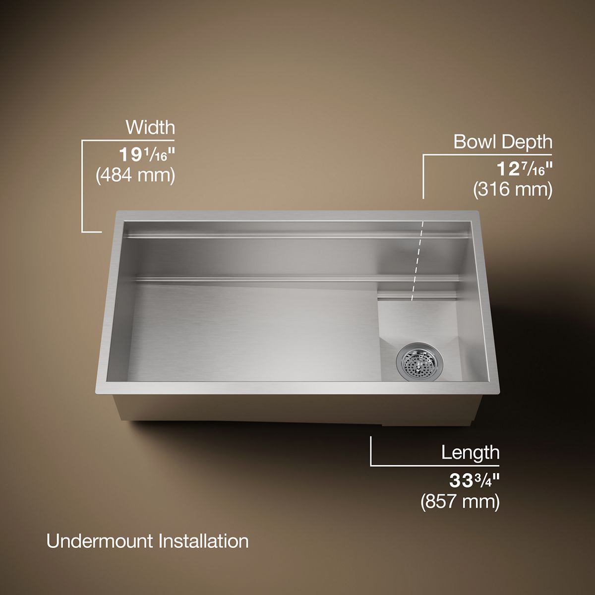 Synthos™ 33-3/4" undermount single-bowl kitchen sink