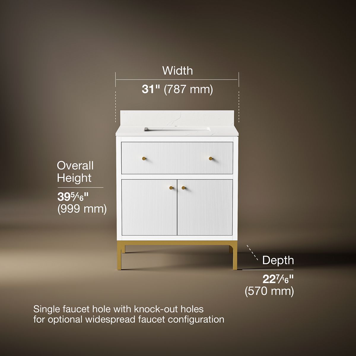 Calpa® 30" bathroom vanity cabinet with sink and quartz top