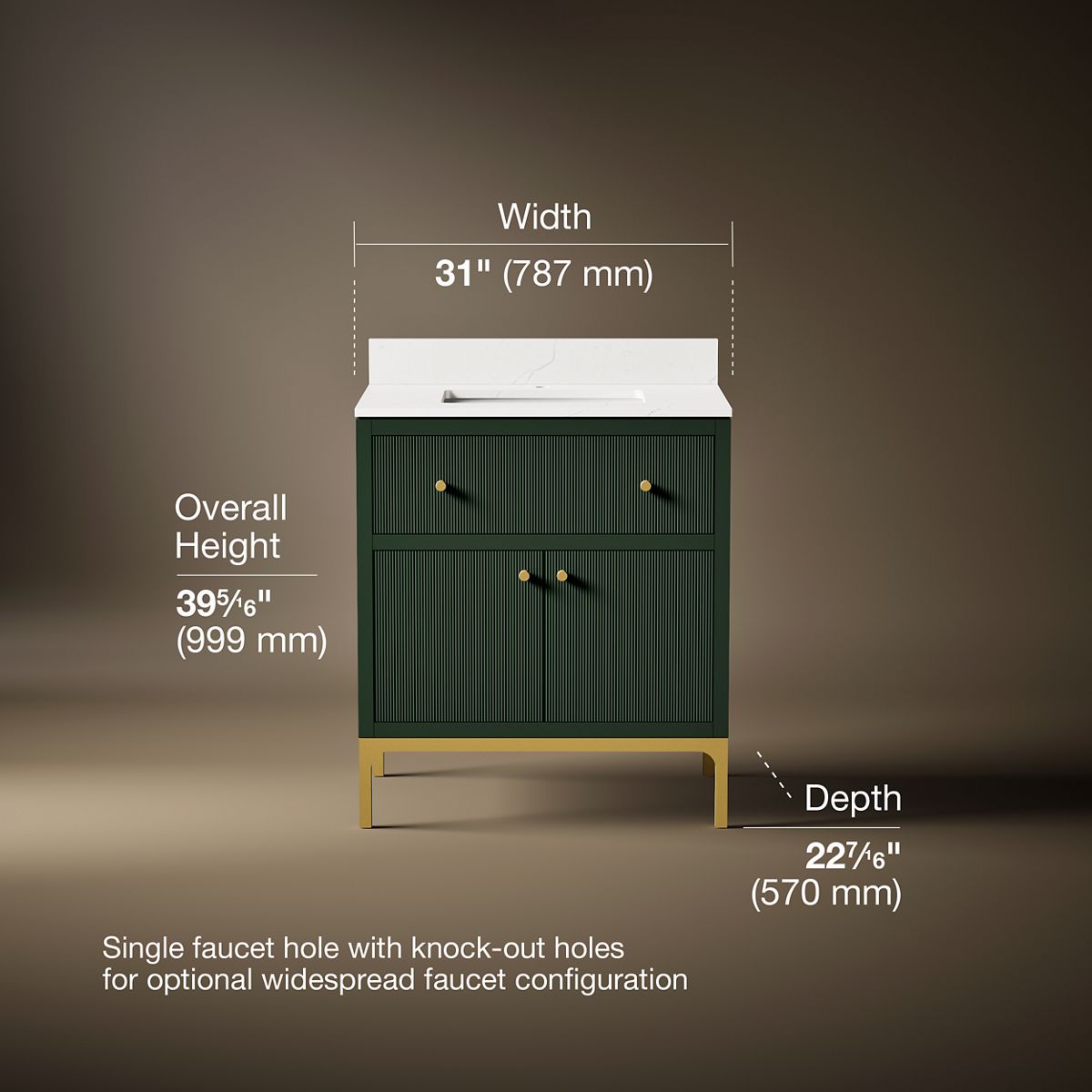 Calpa® 30" bathroom vanity cabinet with sink and quartz top
