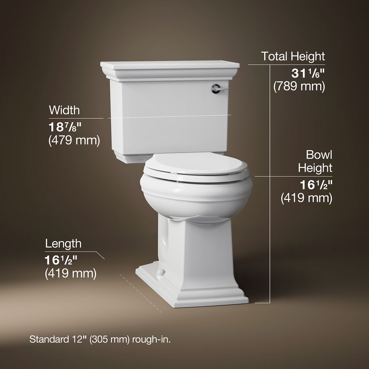Memoirs® Stately Two-piece elongated toilet, 1.28 gpf