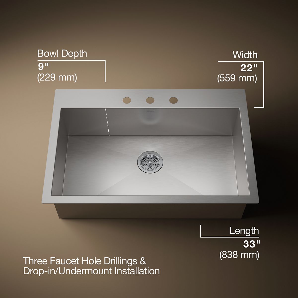 Vault™ 33" top-/undermount single-bowl kitchen sink
