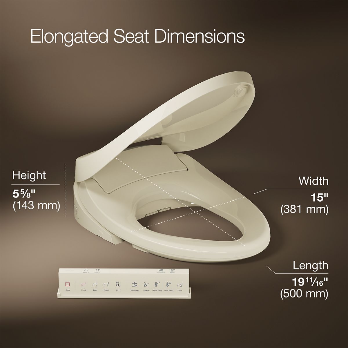 PureWash® E860 Dual-Wand Elongated bidet toilet seat with remote control