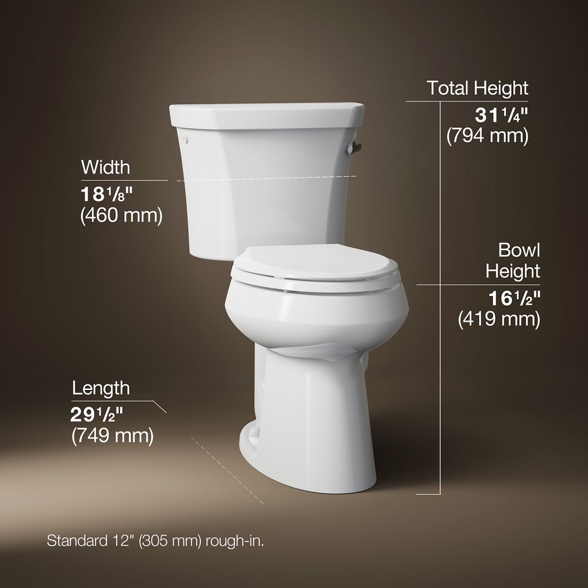 Highline® Two-piece elongated toilet, 1.28 gpf