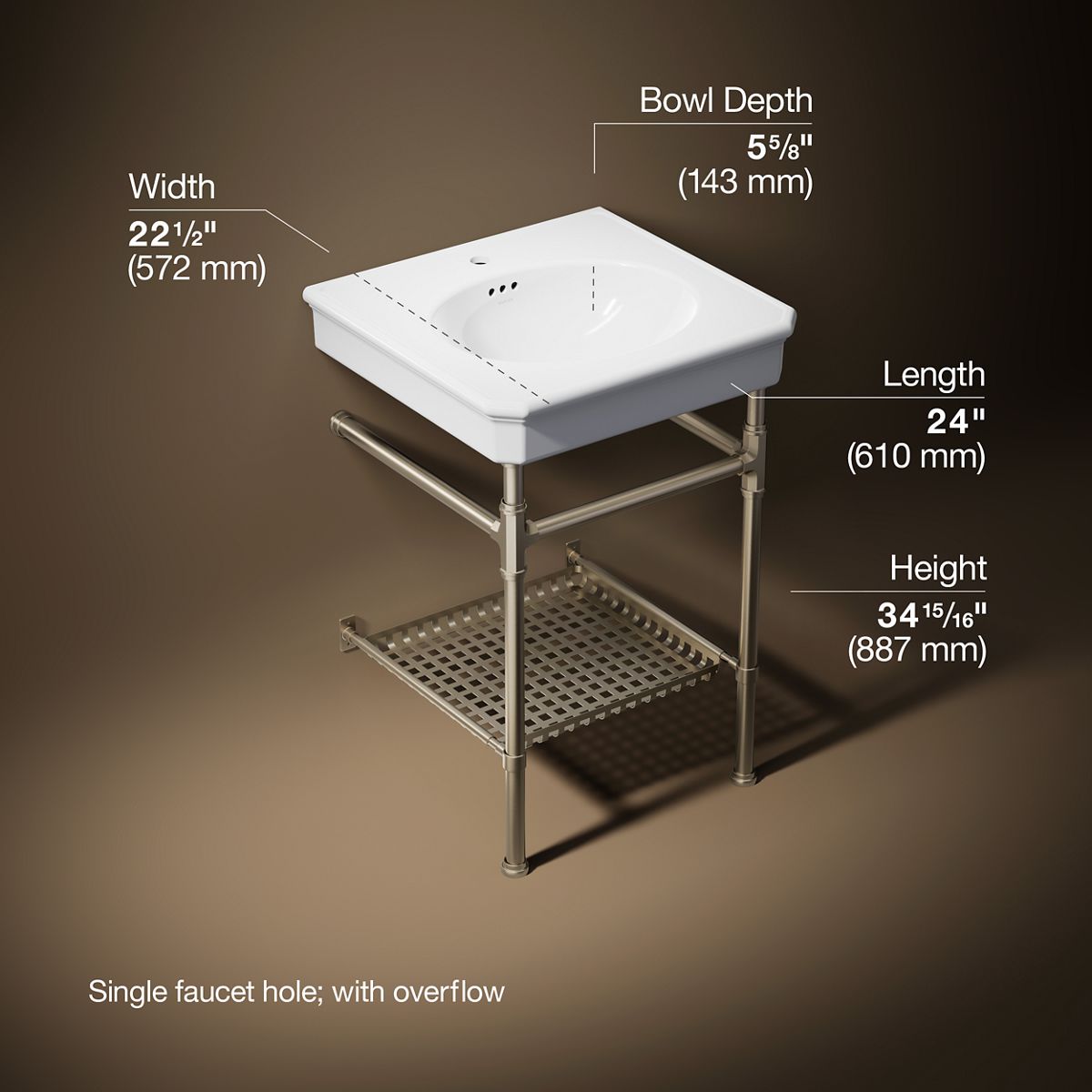 Claude™ by Studio McGee 24" rectangular console table bathroom sink