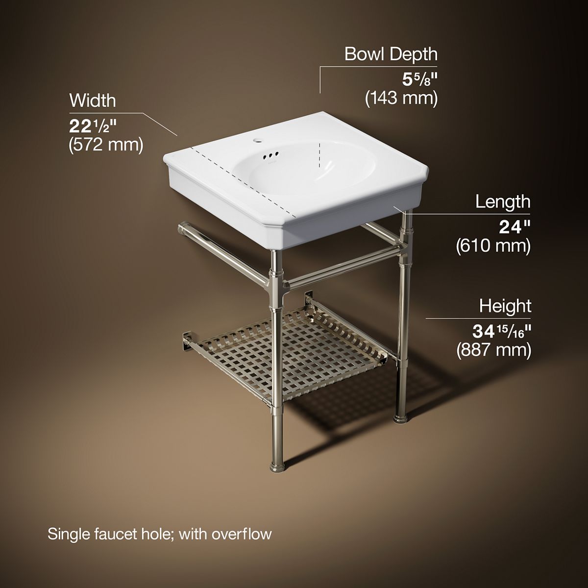 Claude™ by Studio McGee 24" rectangular console table bathroom sink