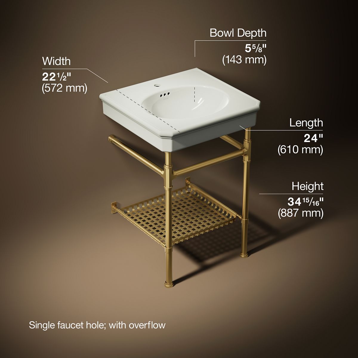 Claude™ by Studio McGee 24" rectangular console table bathroom sink