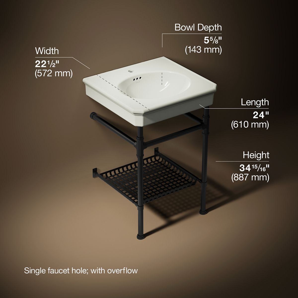 Claude™ by Studio McGee 24" rectangular console table bathroom sink