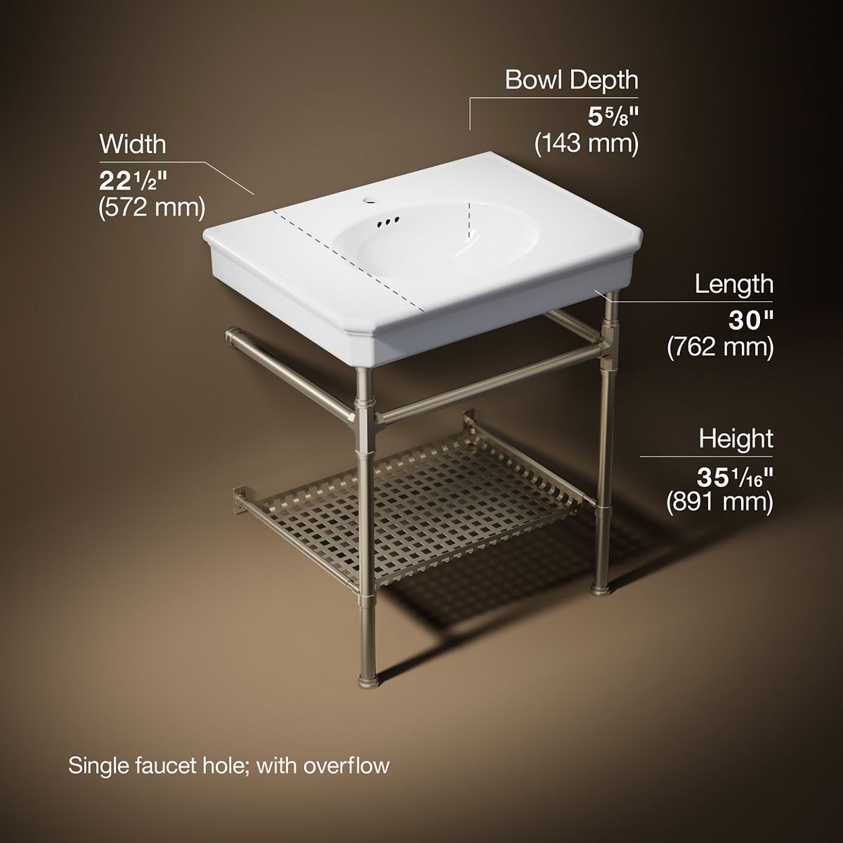 Claude™ by Studio McGee 30" rectangular console table bathroom sink