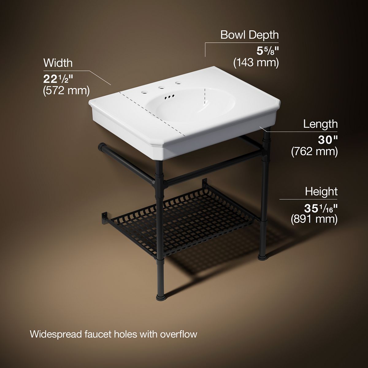 Claude™ by Studio McGee 30" rectangular console table bathroom sink