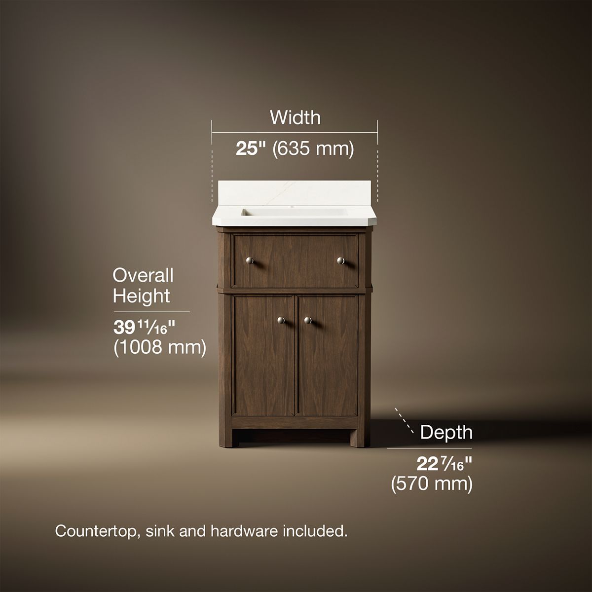 Claude™ by Studio McGee 24" bathroom vanity cabinet with sink and quartz top