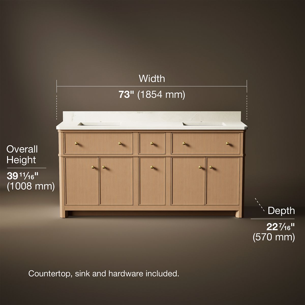 Claude™ by Studio McGee 72" bathroom vanity cabinet with sinks and quartz top