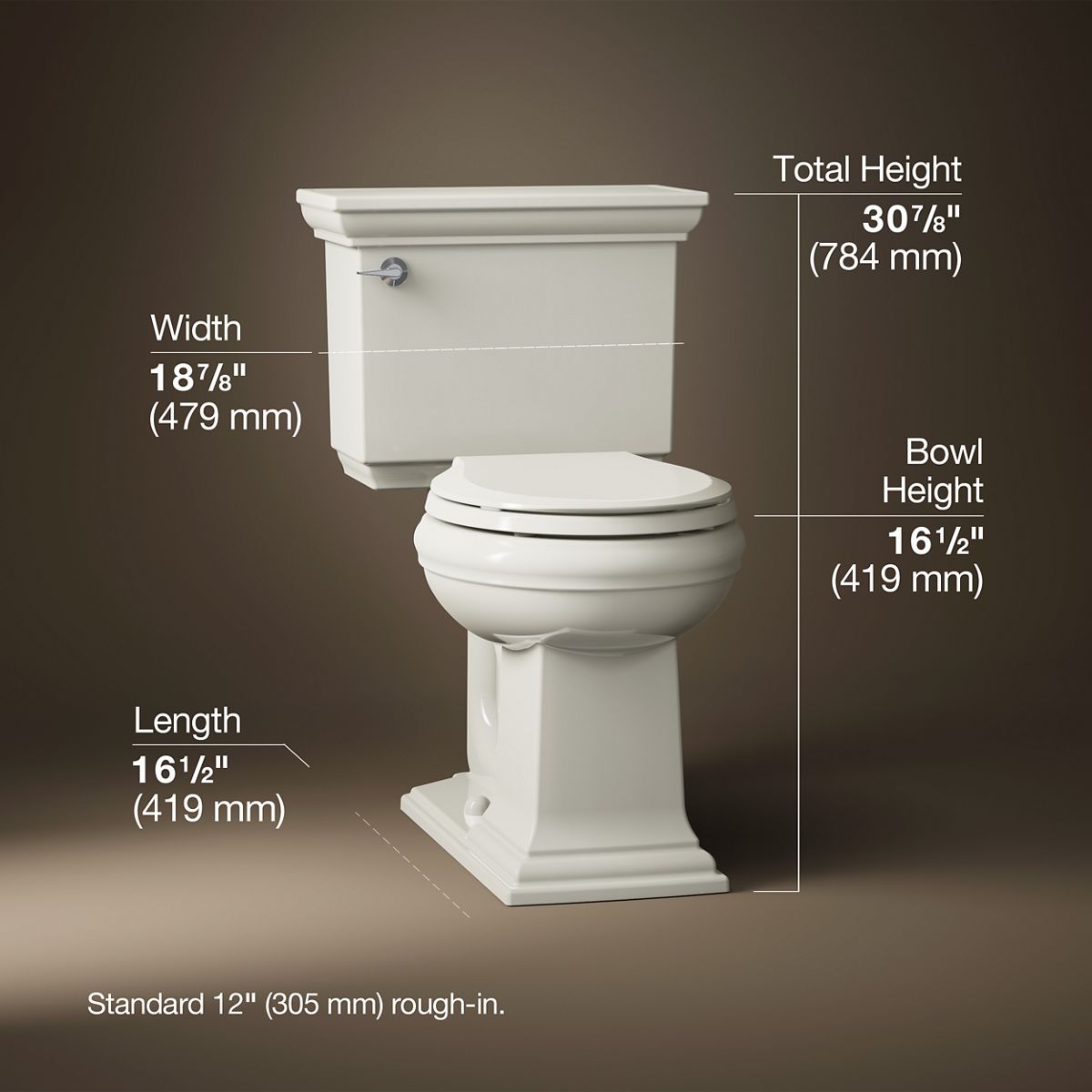 Memoirs® Stately Two-piece round-front toilet, 1.28 gpf