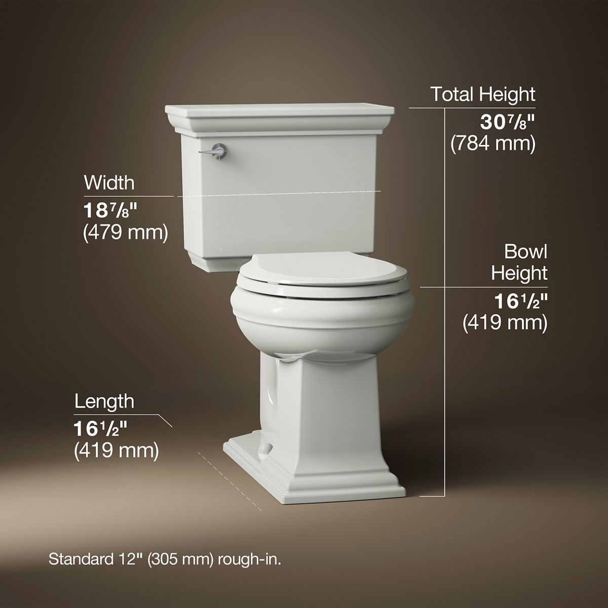 Memoirs® Stately Two-piece round-front toilet, 1.28 gpf