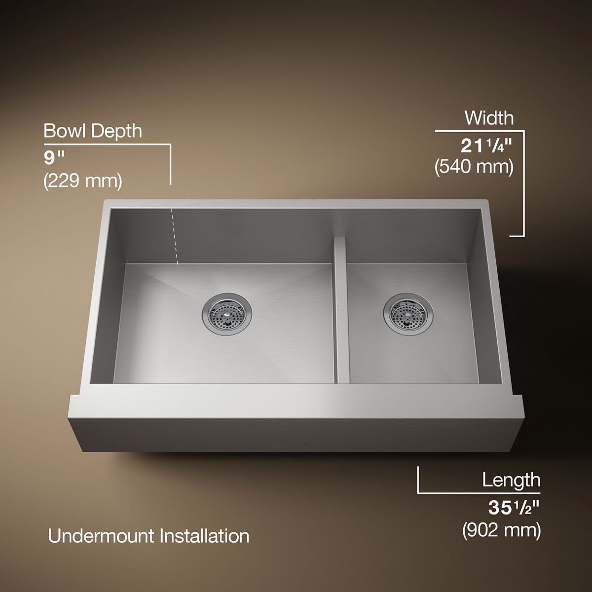 Vault™ Smart Divide® 35-1/2" undermount double-bowl farmhouse kitchen sink