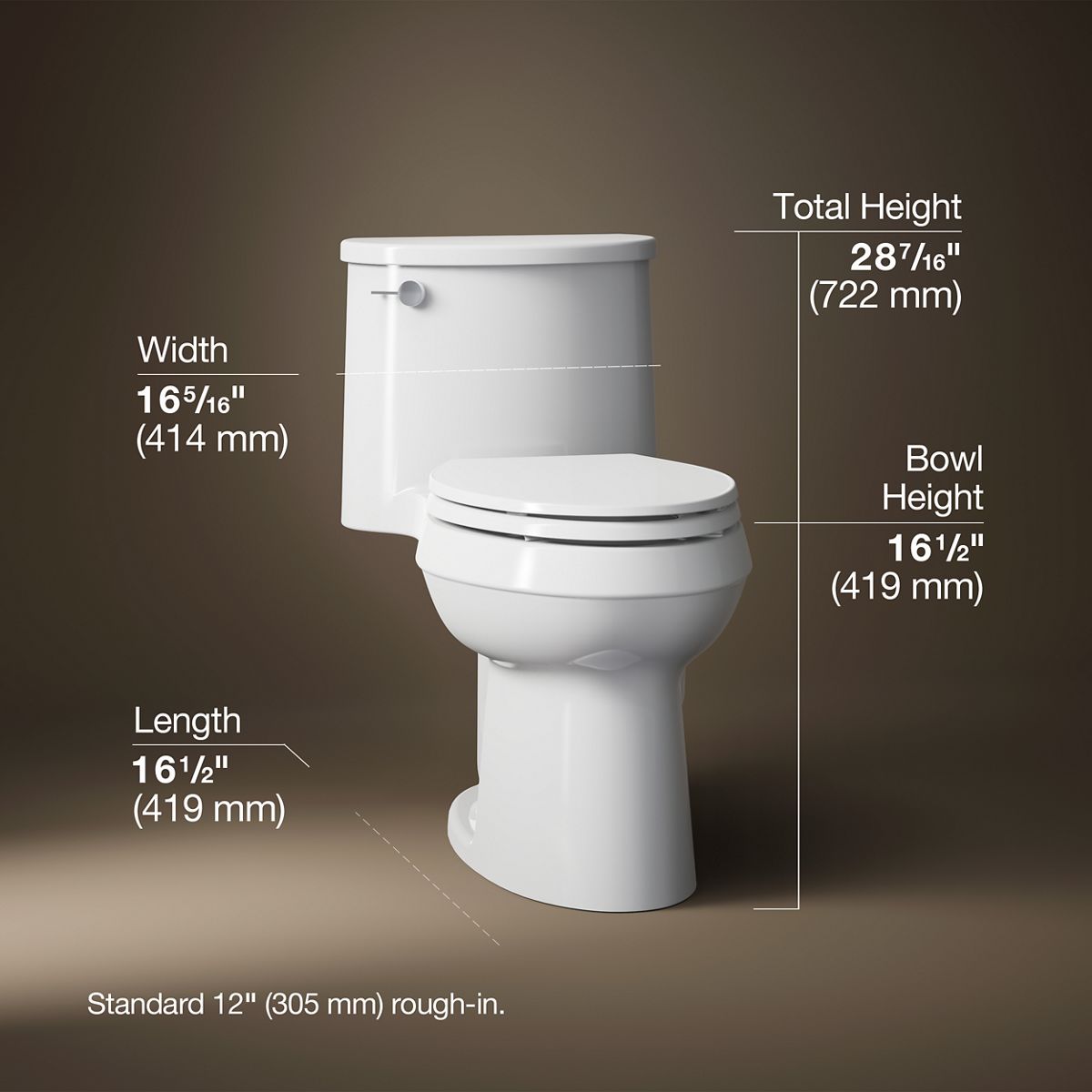 Adair® One-piece elongated toilet, 1.28 gpf