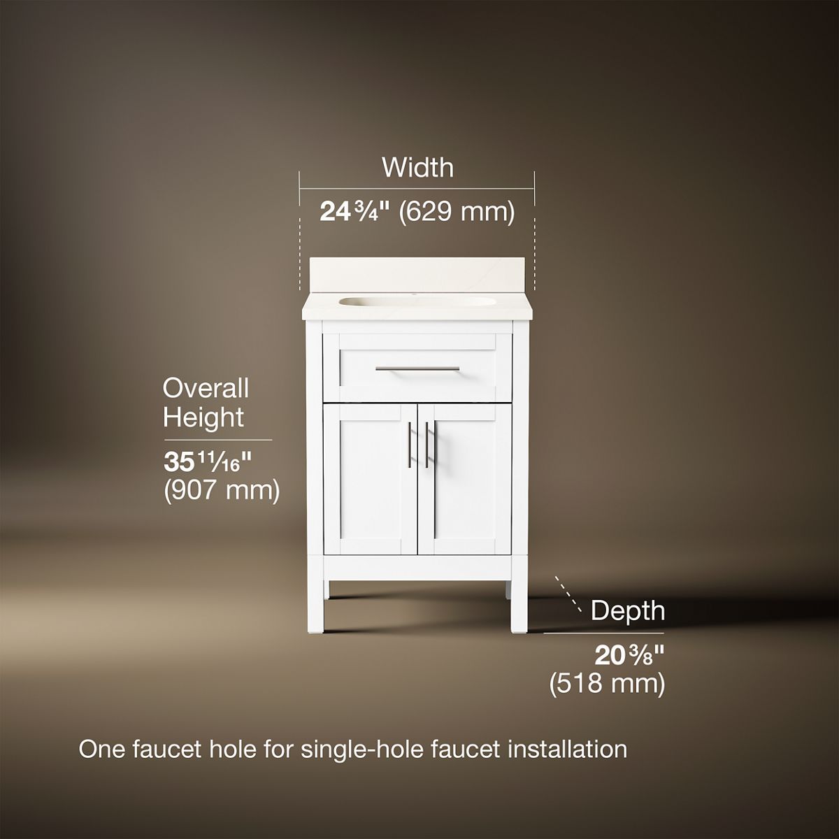 Hadron™ 24" bathroom vanity cabinet with sink and quartz top