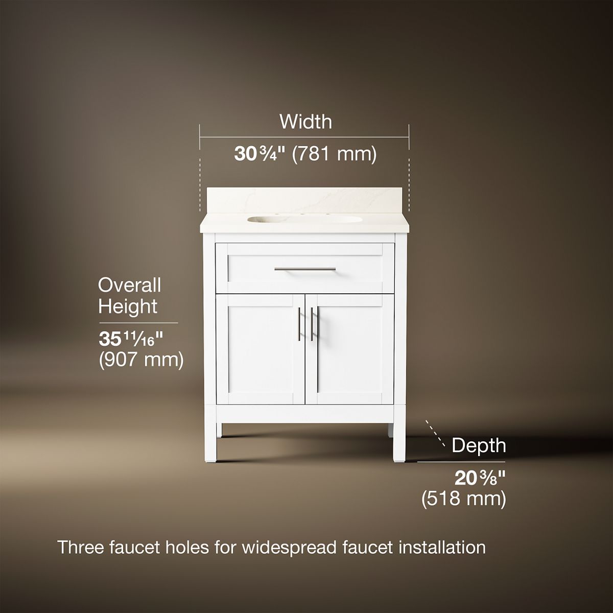 Hadron™ 30" bathroom vanity cabinet with sink and quartz top