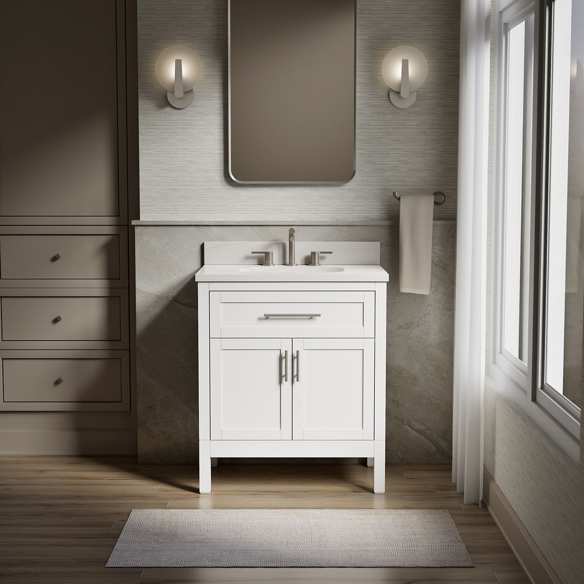 Hadron™ 30" bathroom vanity cabinet with sink and quartz top