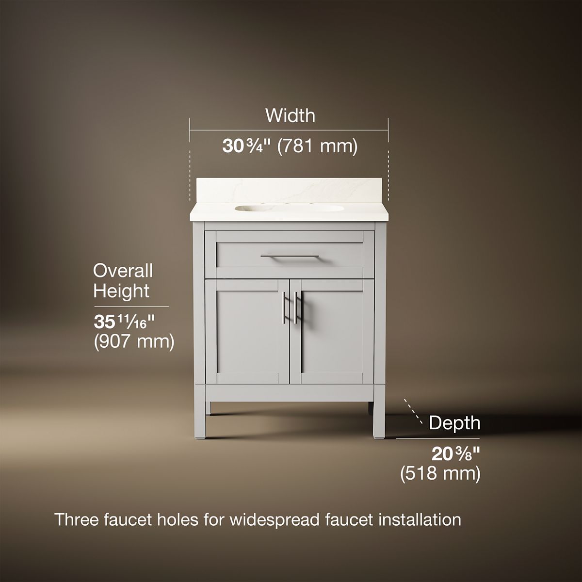 Hadron™ 30" bathroom vanity cabinet with sink and quartz top