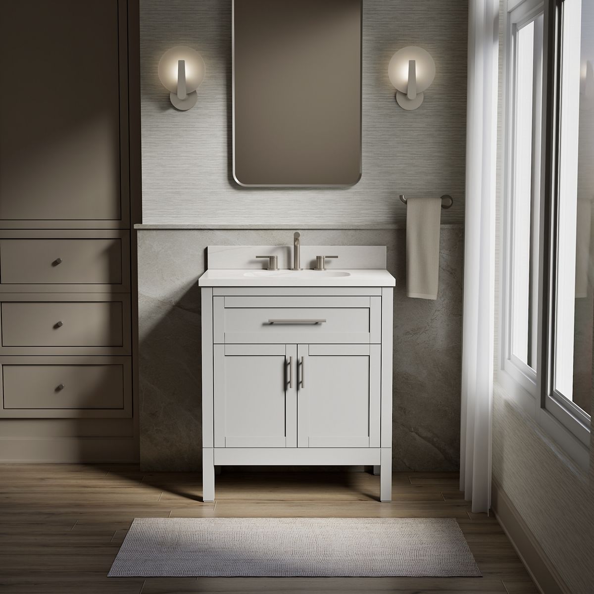 Hadron™ 30" bathroom vanity cabinet with sink and quartz top