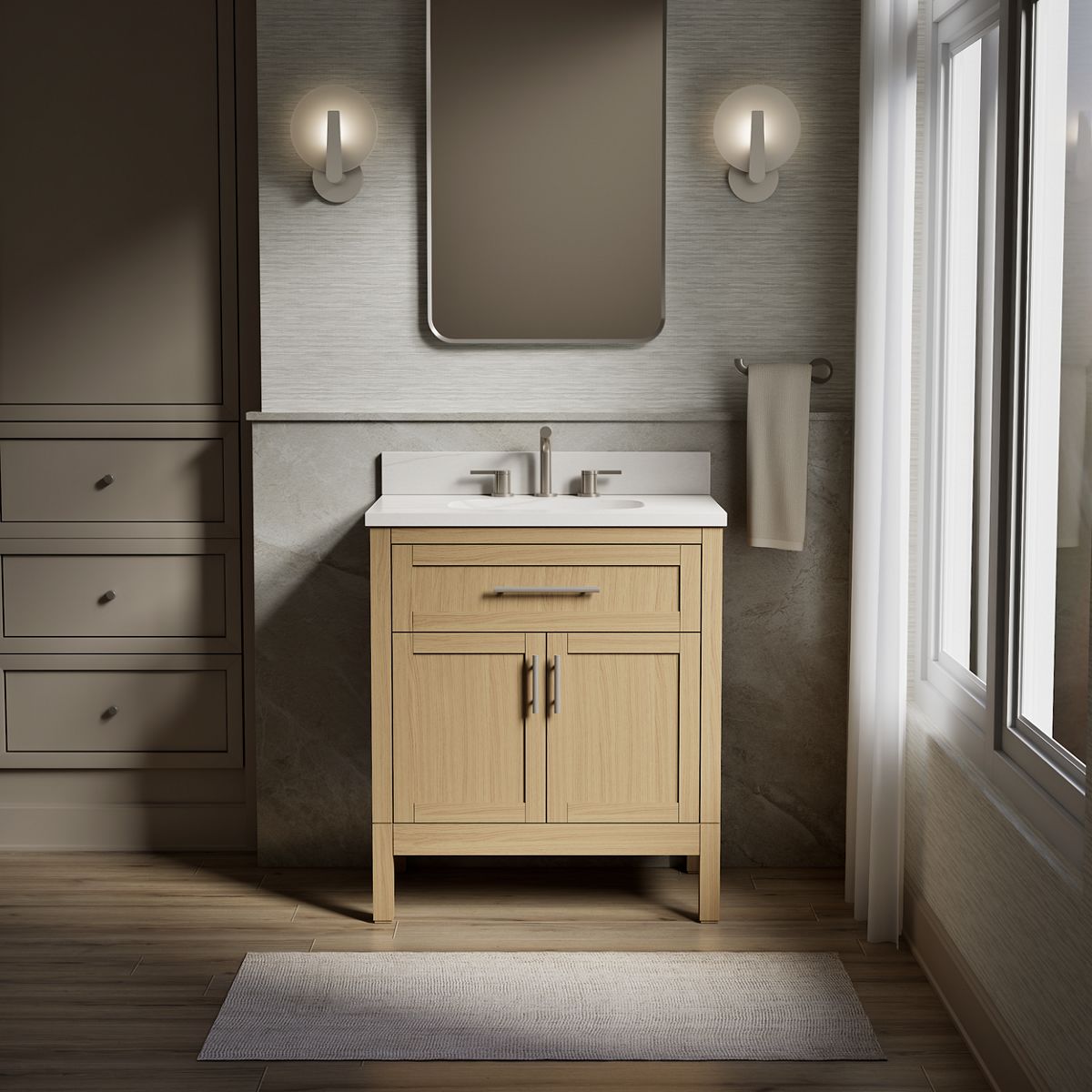 Hadron™ 30" bathroom vanity cabinet with sink and quartz top
