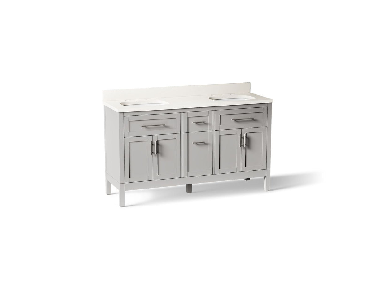 Hadron™ 60" bathroom vanity cabinet with sinks and quartz top