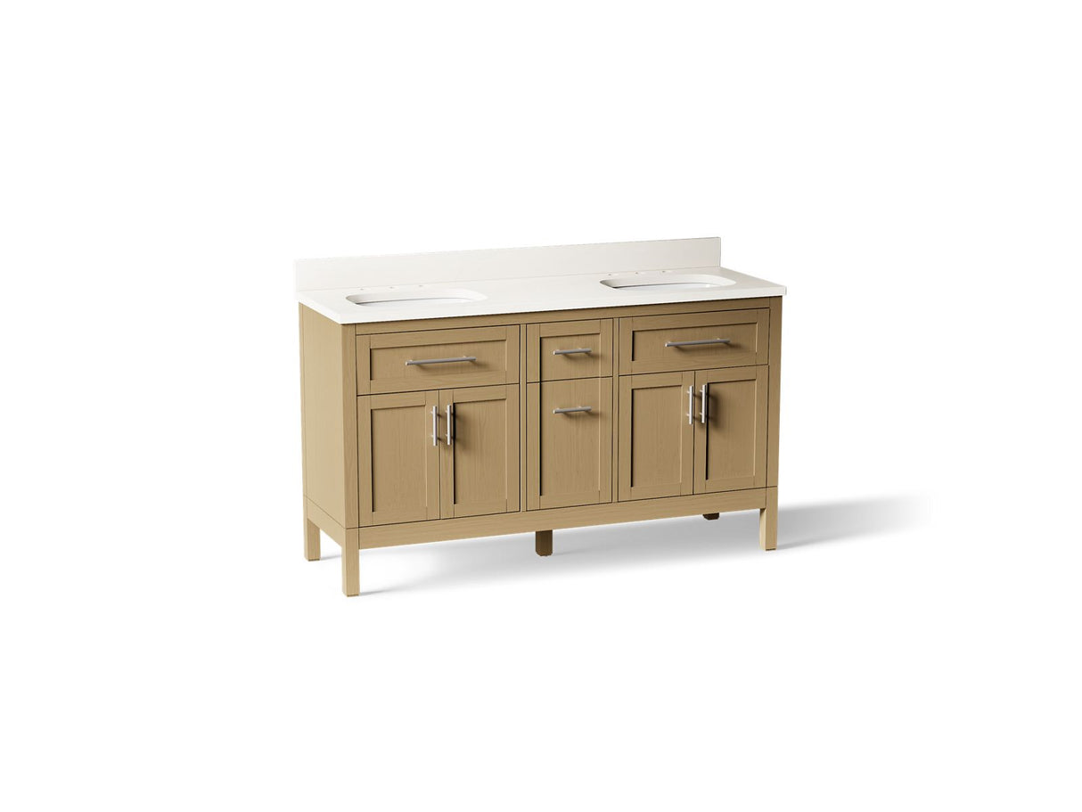 Hadron™ 60" bathroom vanity cabinet with sinks and quartz top