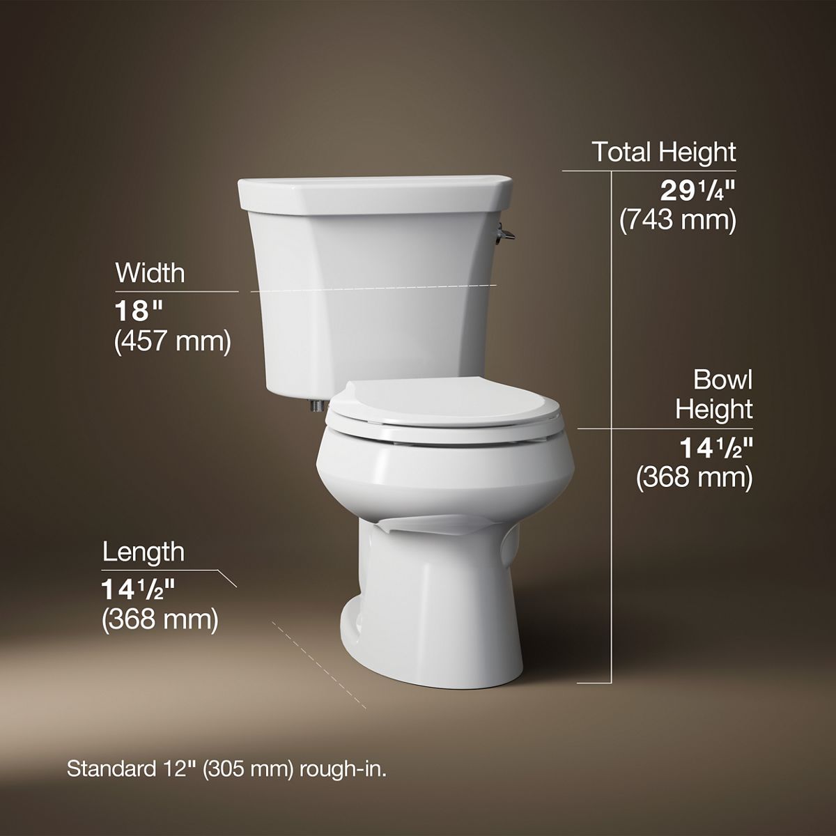 Wellworth® Two-piece round-front toilet, dual-flush
