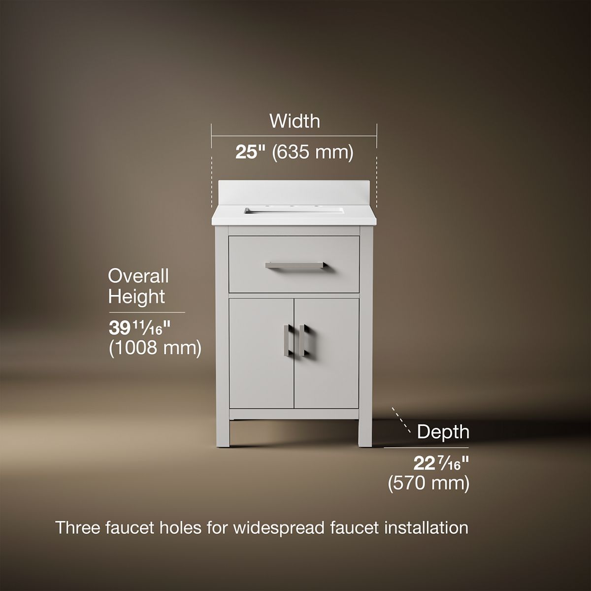 Kresla® 24" bathroom vanity cabinet with sink and quartz top