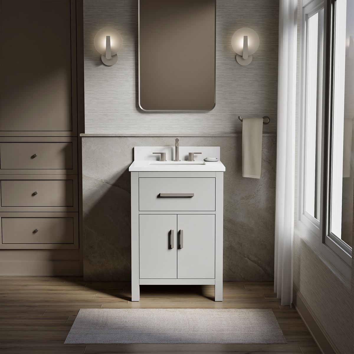 Kresla® 24" bathroom vanity cabinet with sink and quartz top