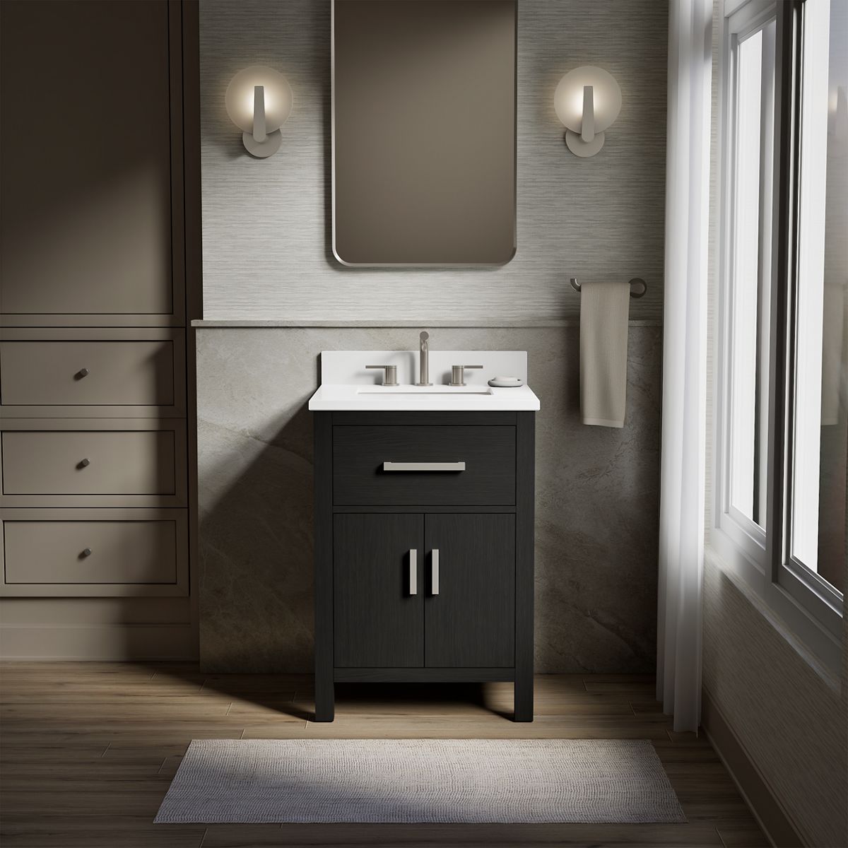 Kresla® 24" bathroom vanity cabinet with sink and quartz top