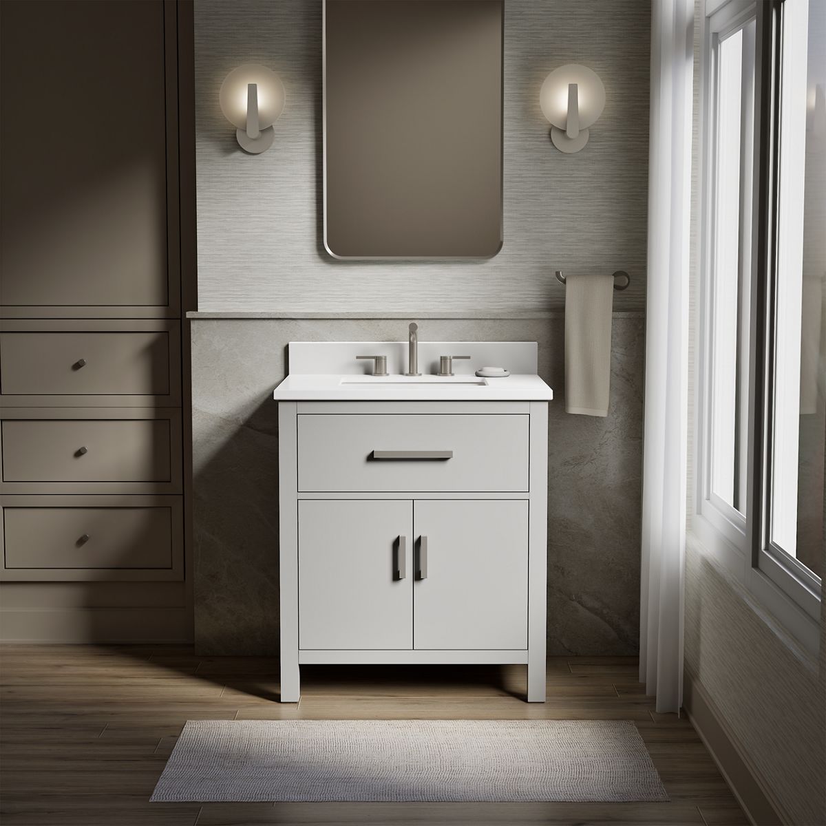 Kresla® 30" bathroom vanity cabinet with sink and quartz top