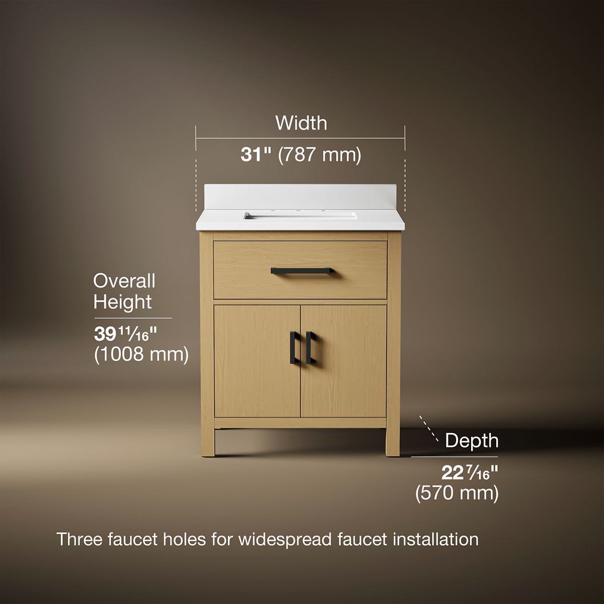 Kresla® 30" bathroom vanity cabinet with sink and quartz top