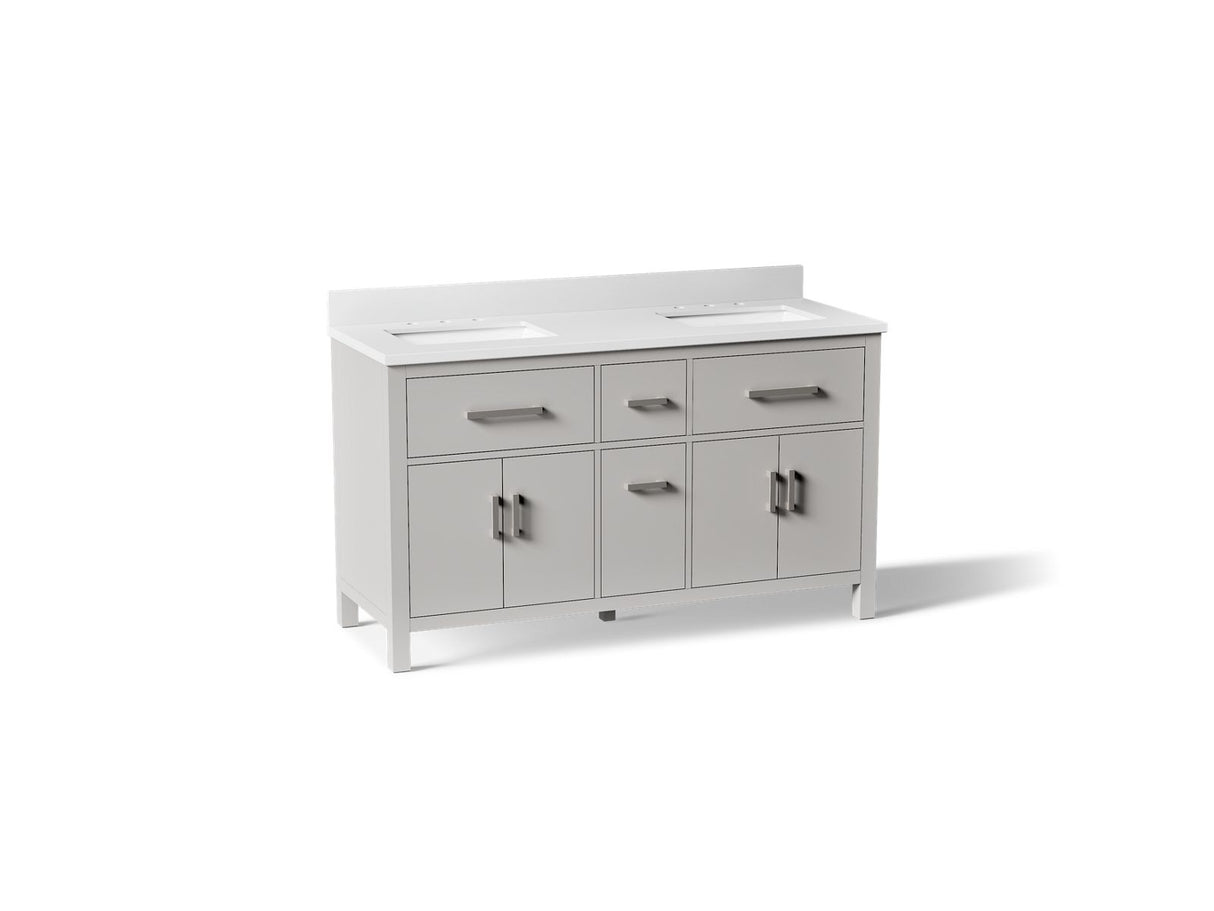 Kresla® 60" bathroom vanity cabinet with sinks and quartz top