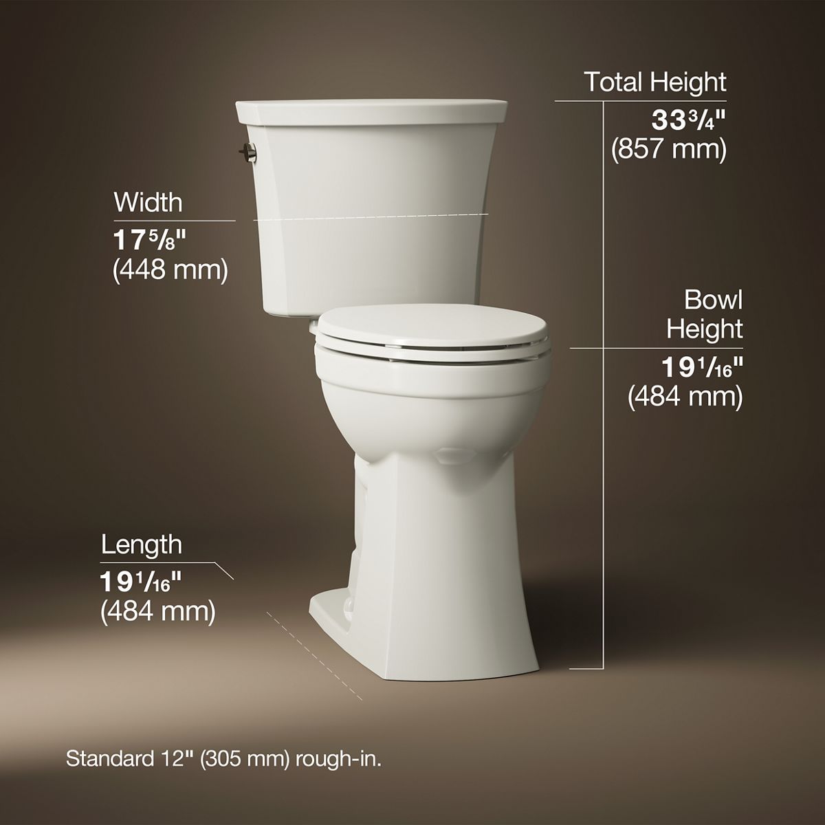 Kelston® Tall two-piece elongated toilet, 1.28 gpf