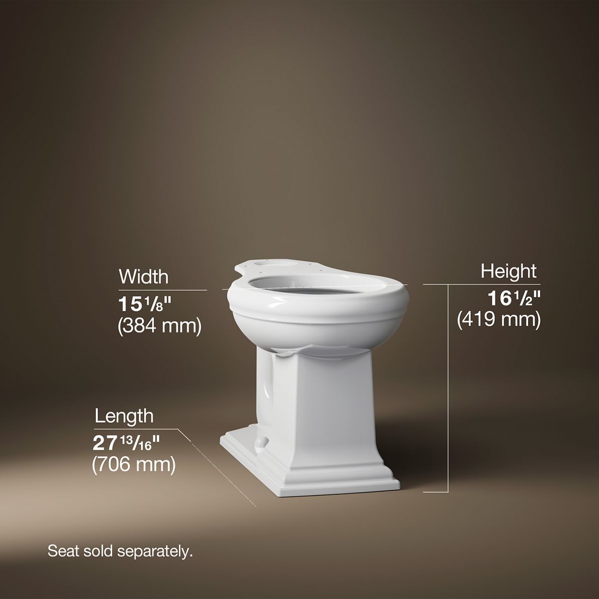 Memoirs® Round-front bowl with exposed trapway