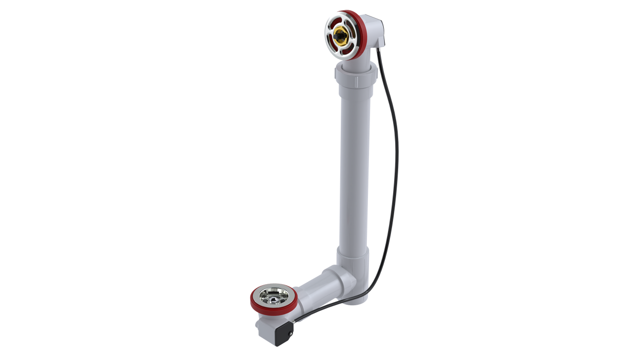 PVC OFFSET WASTE & OVERFLOW ROUGH-IN CABLE-DRIVE - COMPLETE (WITH PIPE, WITH TEE) (5151CRI-20)