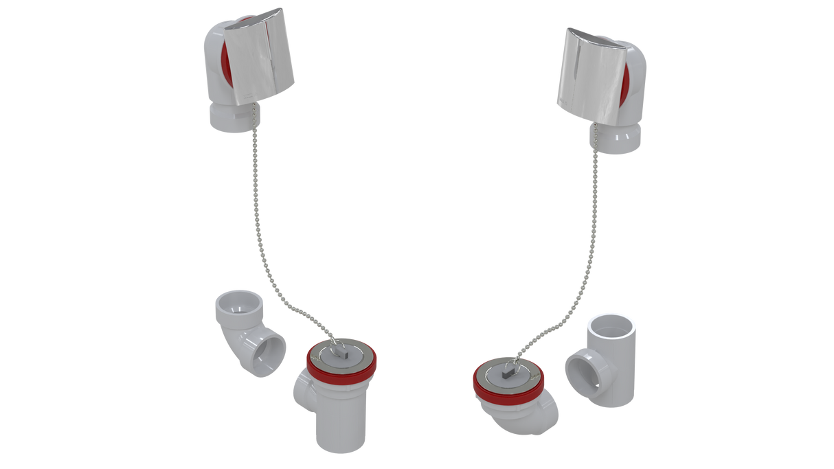 PVC TOTAL 1™ W/O W/SQUARE & PLUG & CHAIN KIT - FULL KIT (LESS PIPE, WITH TEE AND EL) (5161CSK-CP)