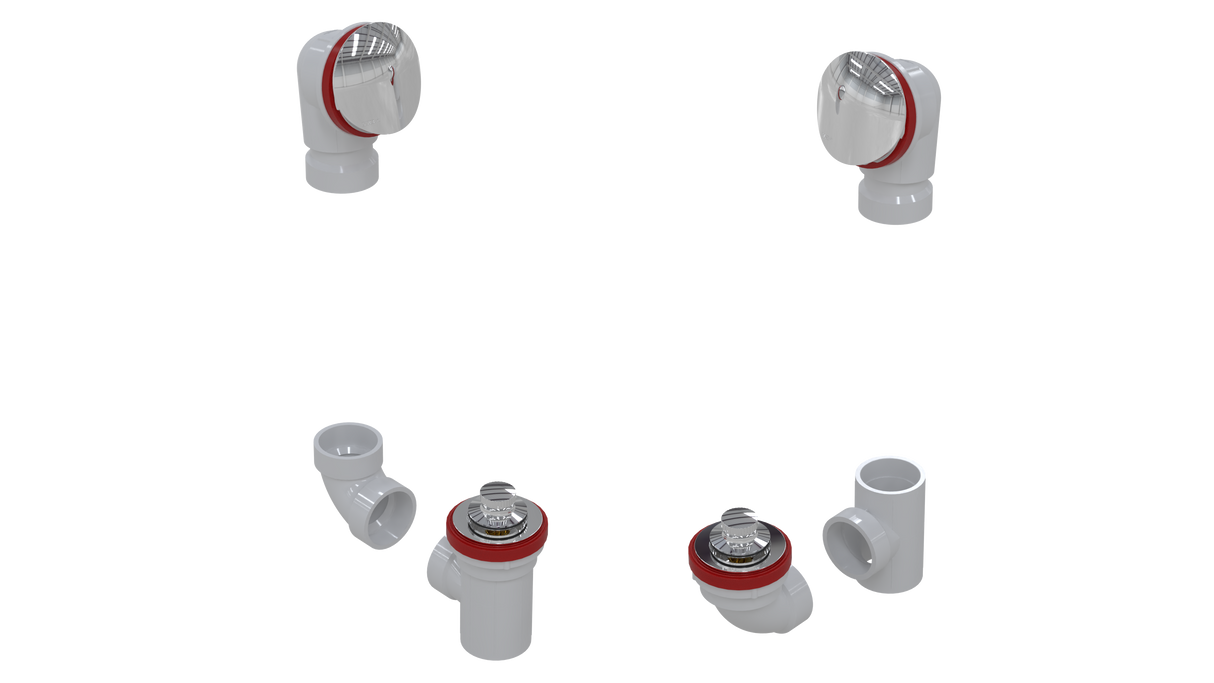 PVC TOTAL 1™ W/O W/ROUND & ZINC LIFT & TURN KIT - FULL KIT (LESS PIPE, WITH TEE AND EL) (5162LZK-CP)