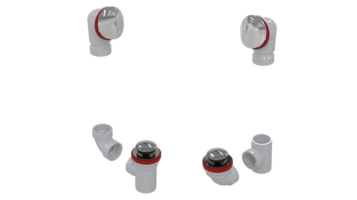 PVC TOTAL 1™ W/O W/ROUND & TIP-TOE KIT - FULL KIT (LESS PIPE, WITH TEE AND EL) (5162TIPK-CP)