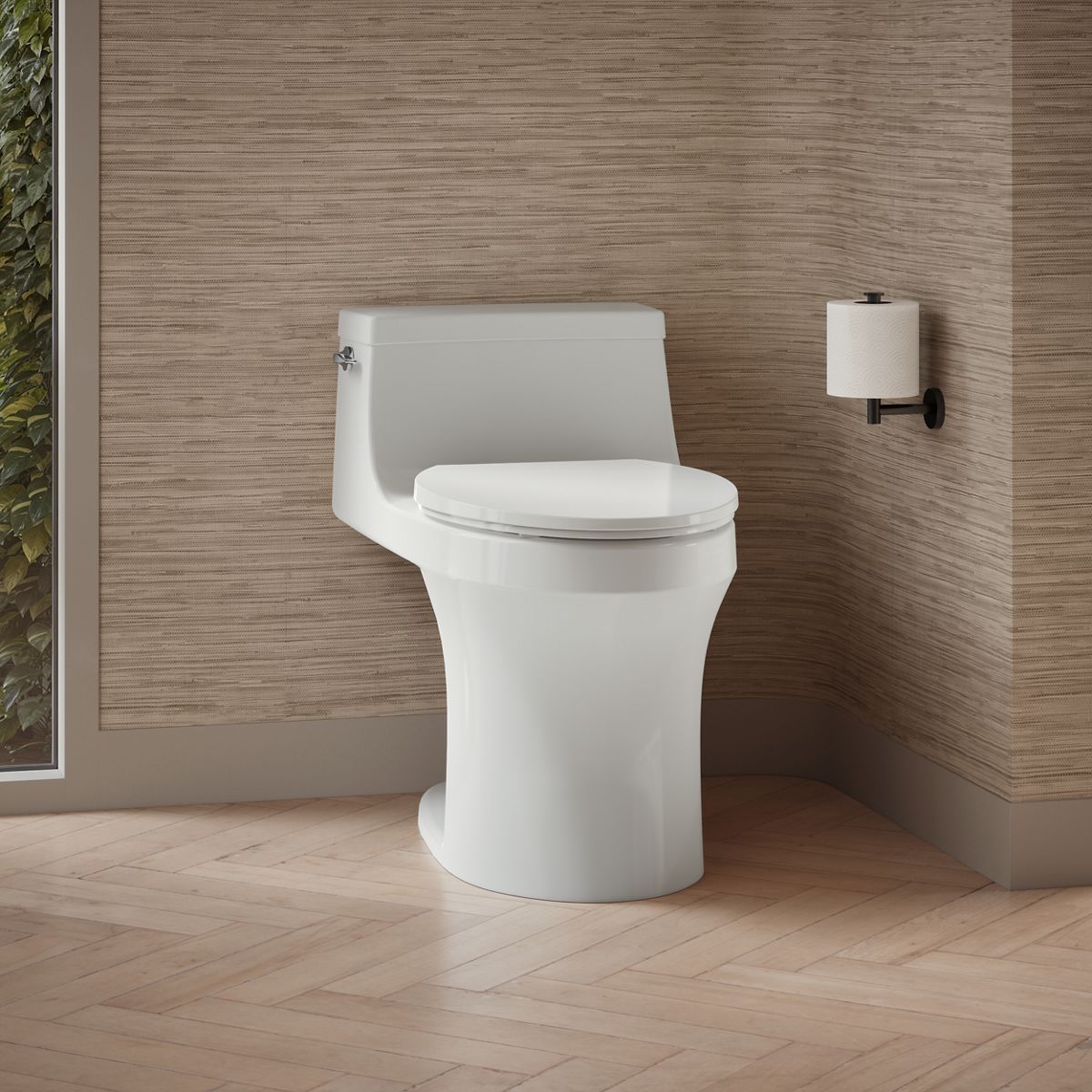 San Souci® Hidden cord one-piece compact elongated toilet with concealed trapway, 1.28 gpf toilet